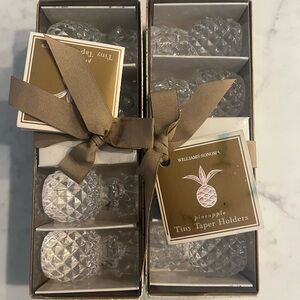 Williams Sonoma 8 Crystal Pineapple Taper Candle Holders 11 Candles
